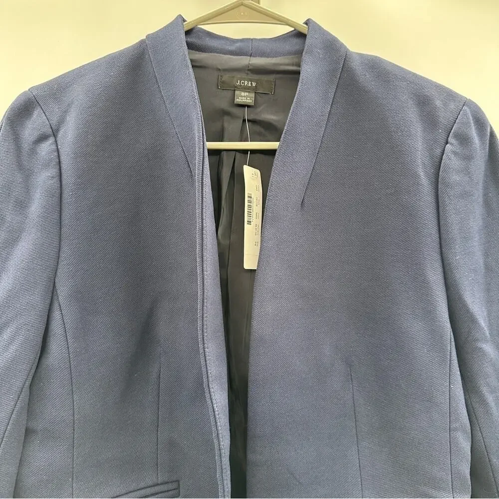 J. Crew Going-Out Long Sleeve Blazer in Stretch Twill in Navy Blue Sz‎ 8P NEW